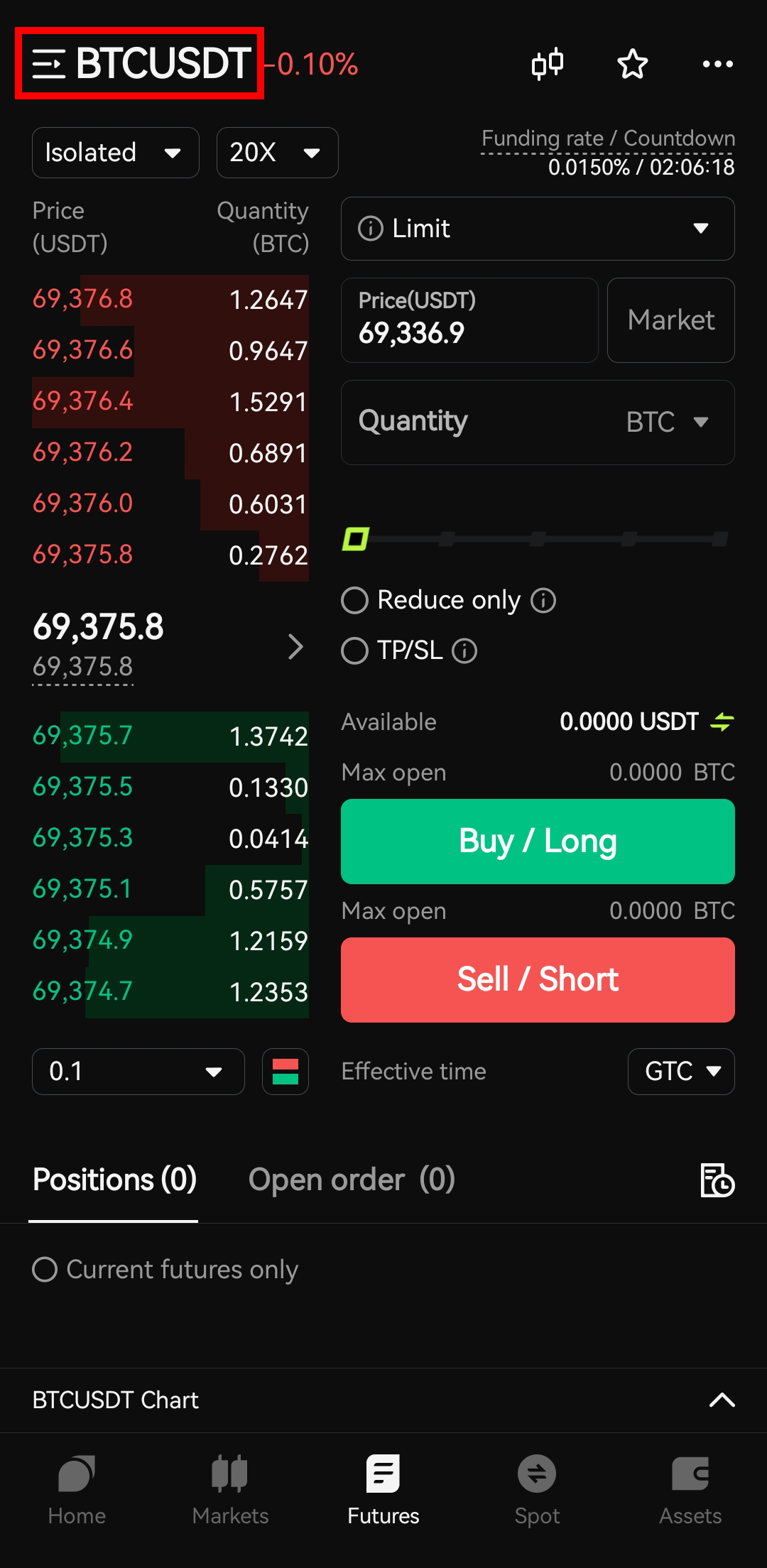 معاملات آتی در اپلیکیشن صرافی Bitunix